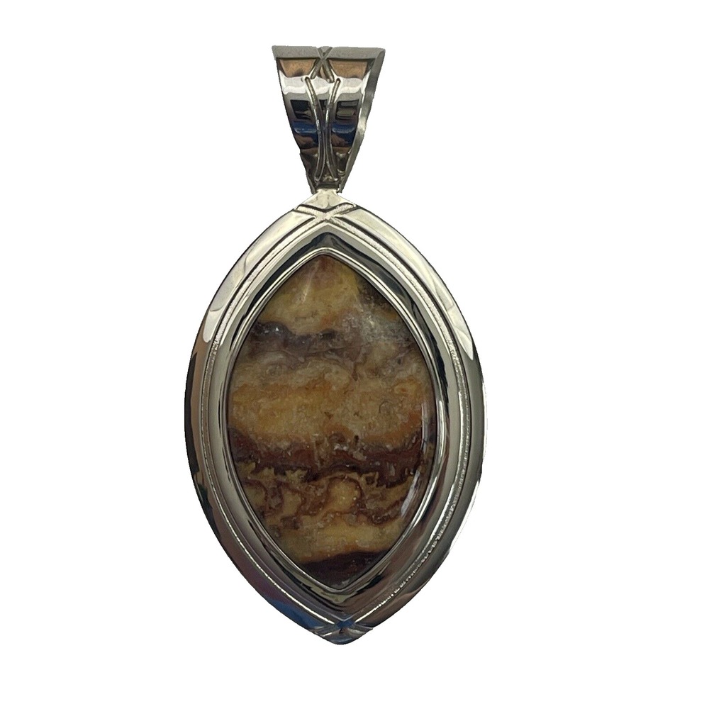 Jay King Mine Finds Sterling Silver Pendant Necklace Statement‎ Brown Stone NEW